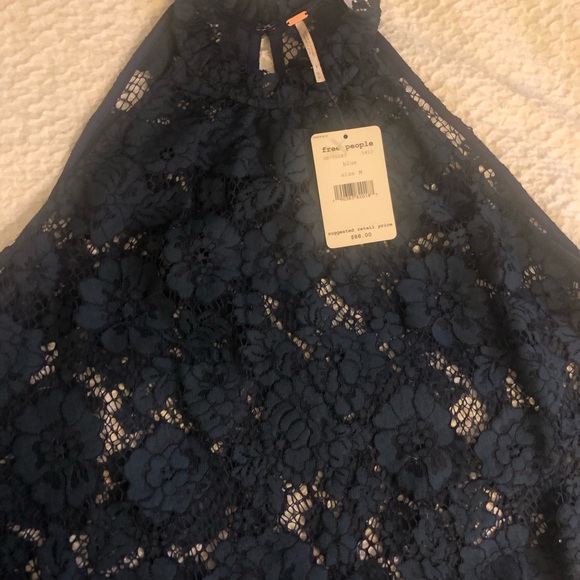 NWT Free People Lace Tank Blue - Picture 3 of 3